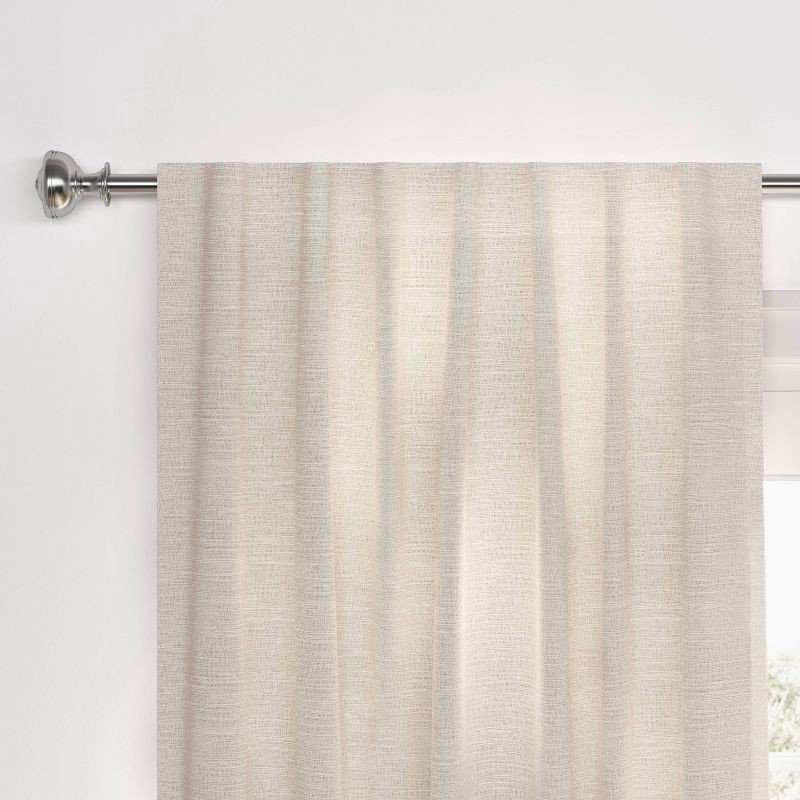 slide 1 of 4, 50"x84" Blackout Textural Overlay Window Curtain Panel Cream - Threshold™: Recycled Polyester, Solid, Indoor Use, 1 ct