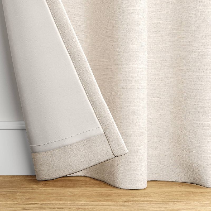 slide 3 of 4, 50"x84" Blackout Textural Overlay Window Curtain Panel Cream - Threshold™: Recycled Polyester, Solid, Indoor Use, 1 ct