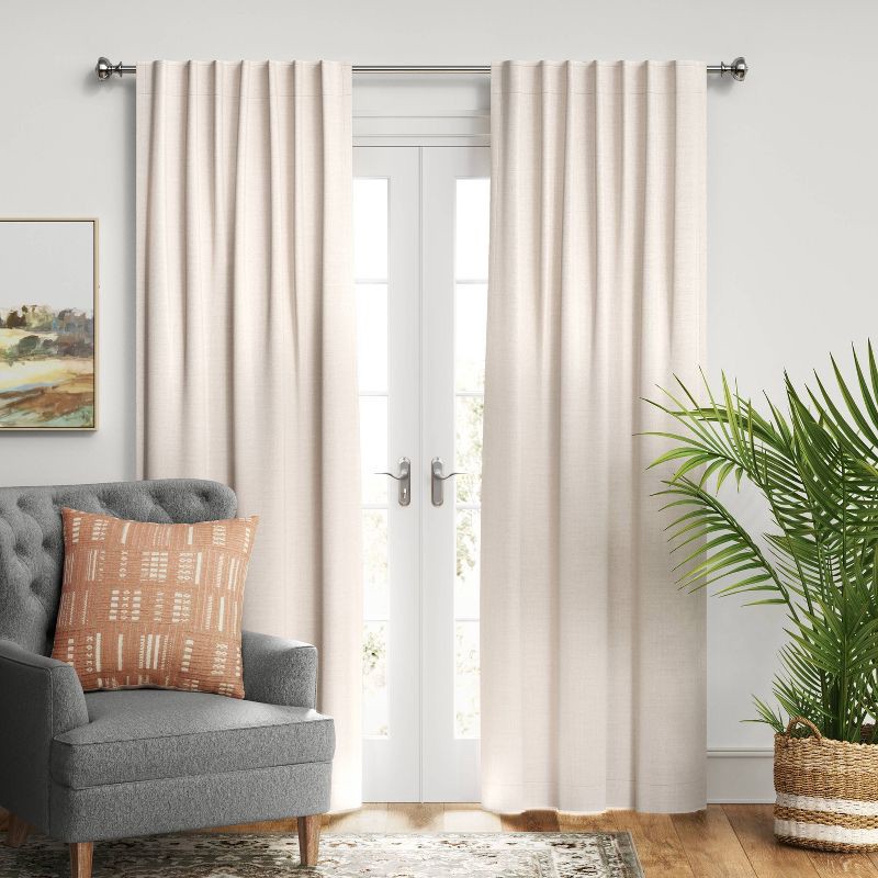 slide 2 of 4, 50"x84" Blackout Velvet Window Curtain Panel Cream - Threshold™: Recycled Polyester, Solid, Off-White, Indoor Use, 1 ct