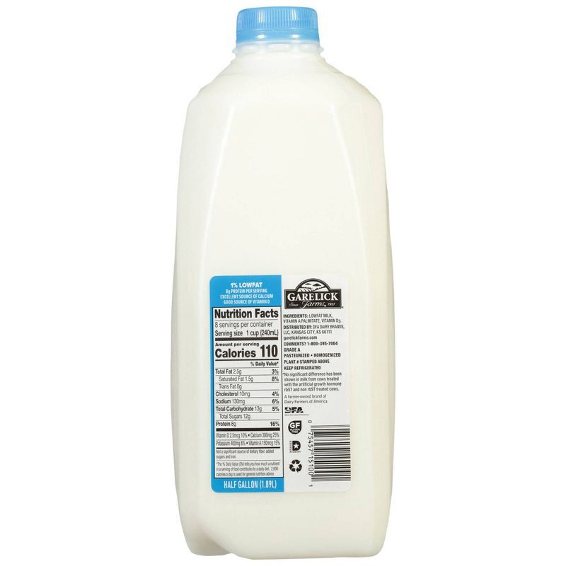 slide 2 of 9, Garelick Farms 1% Lowfat Milk - 0.5gal, 1/2 gal