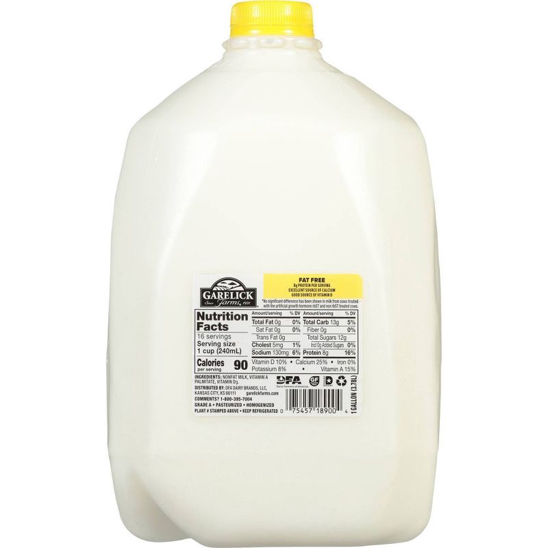 slide 2 of 8, Garelick Farms Fat-Free Skim Milk - 1gal, 1 gal