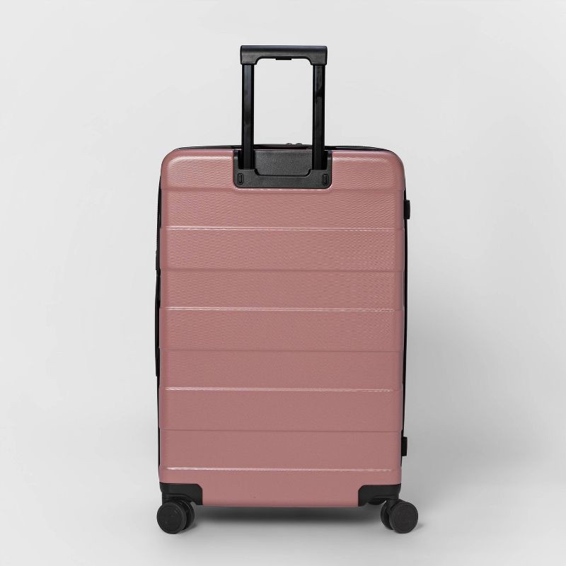 slide 3 of 6, Hardside Large Checked Spinner Suitcase Dusty Rose - Made By Design, 1 ct