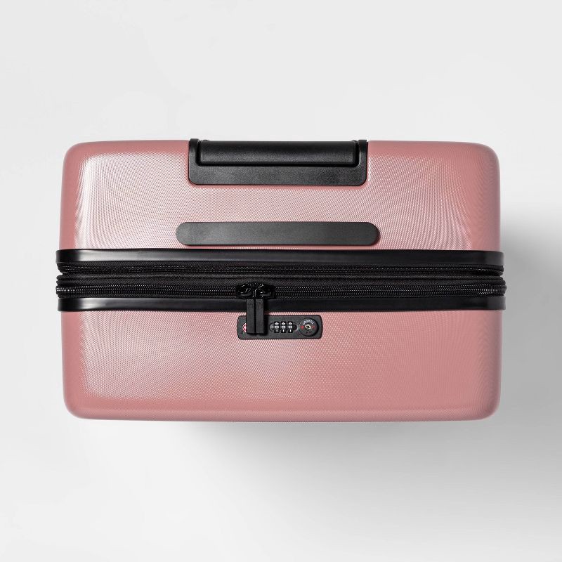 slide 6 of 6, Hardside Large Checked Spinner Suitcase Dusty Rose - Made By Design, 1 ct