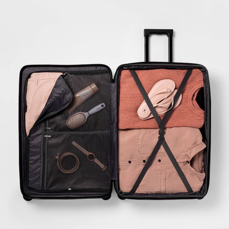 slide 4 of 6, Hardside Large Checked Spinner Suitcase Dusty Rose - Made By Design, 1 ct