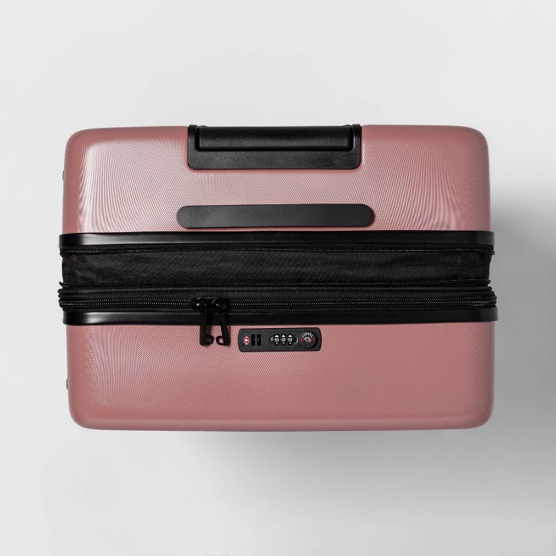 slide 2 of 6, Hardside Large Checked Spinner Suitcase Dusty Rose - Made By Design, 1 ct