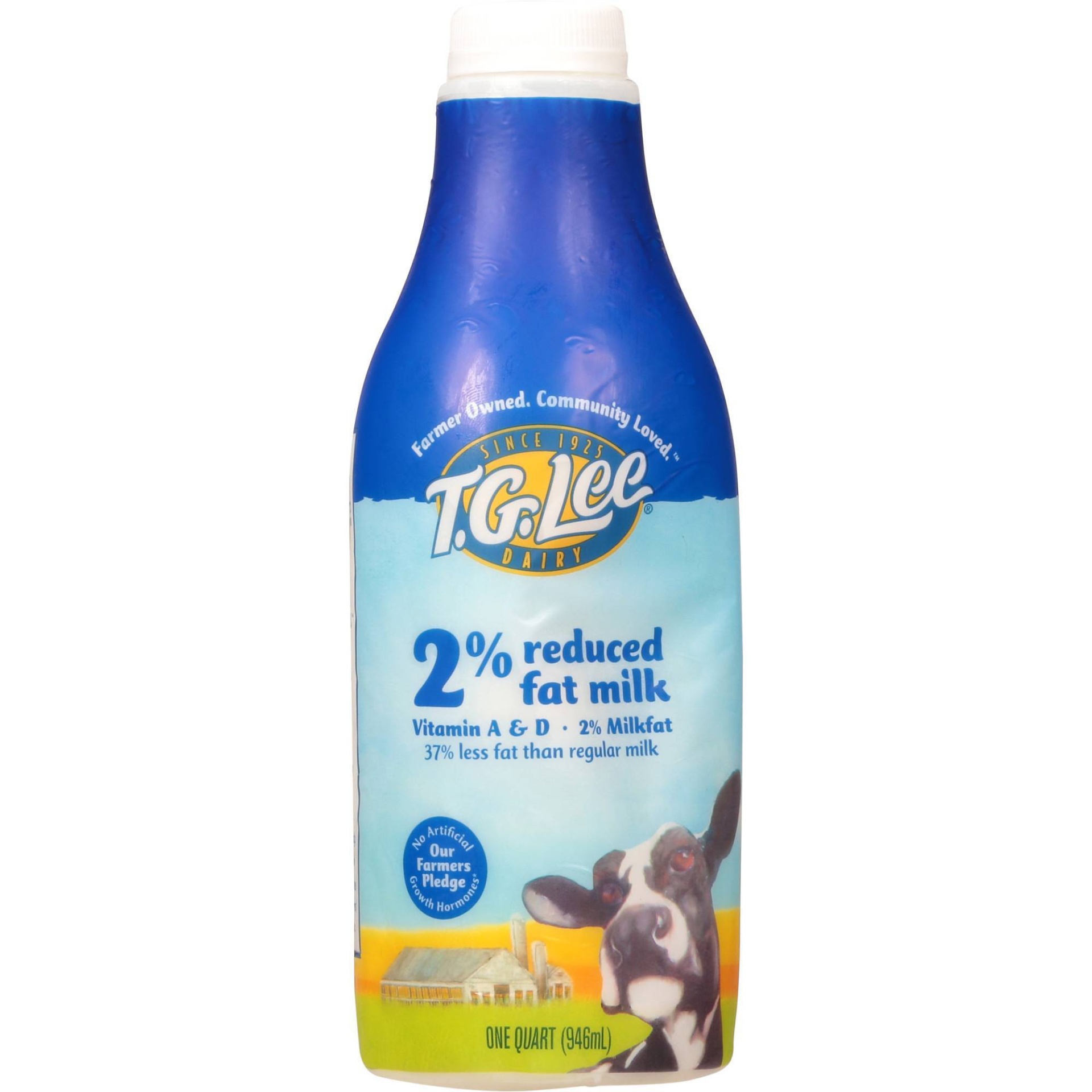 slide 1 of 4, T.G. Lee 2% Reduced Fat Milk - 1qt, 1 qt