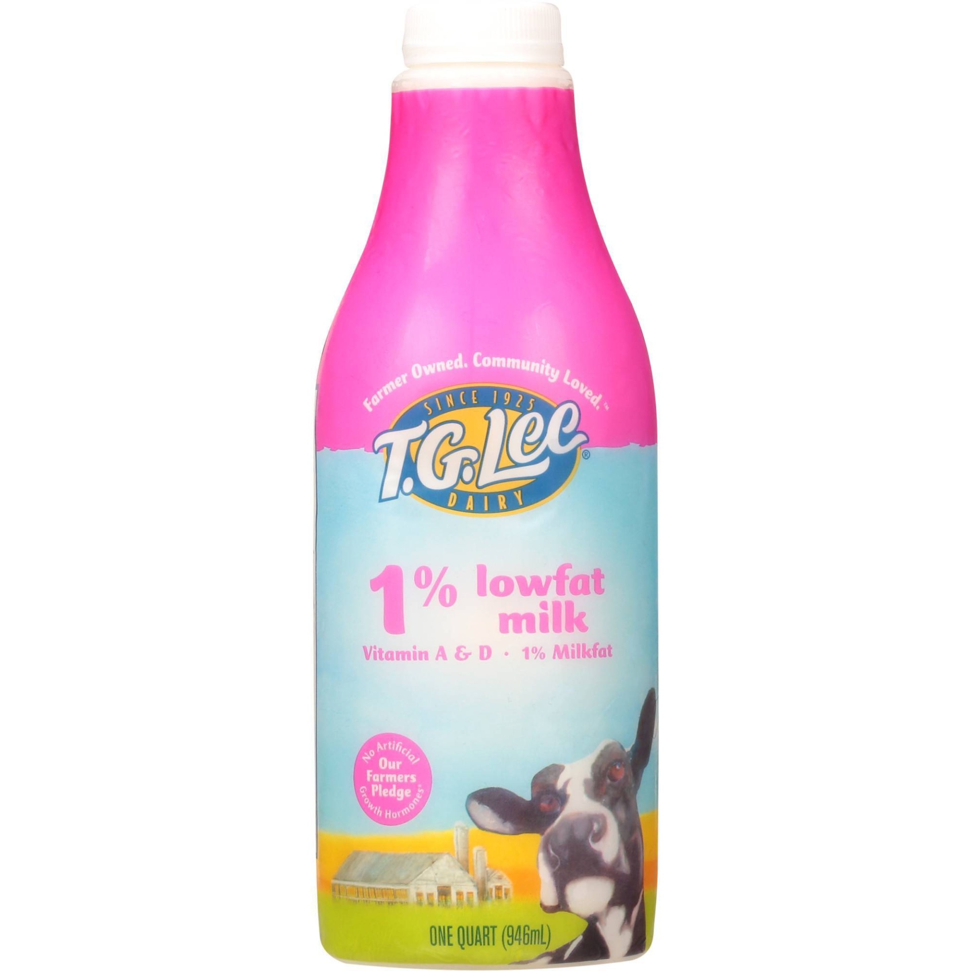 slide 1 of 4, T.G. Lee 1% Lowfat Milk - 1qt, 1 qt