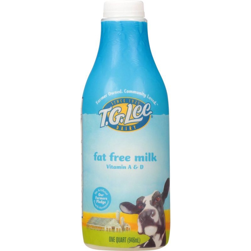 slide 1 of 4, T.G. Lee Fat Free Skim Milk - 1qt, 1 qt