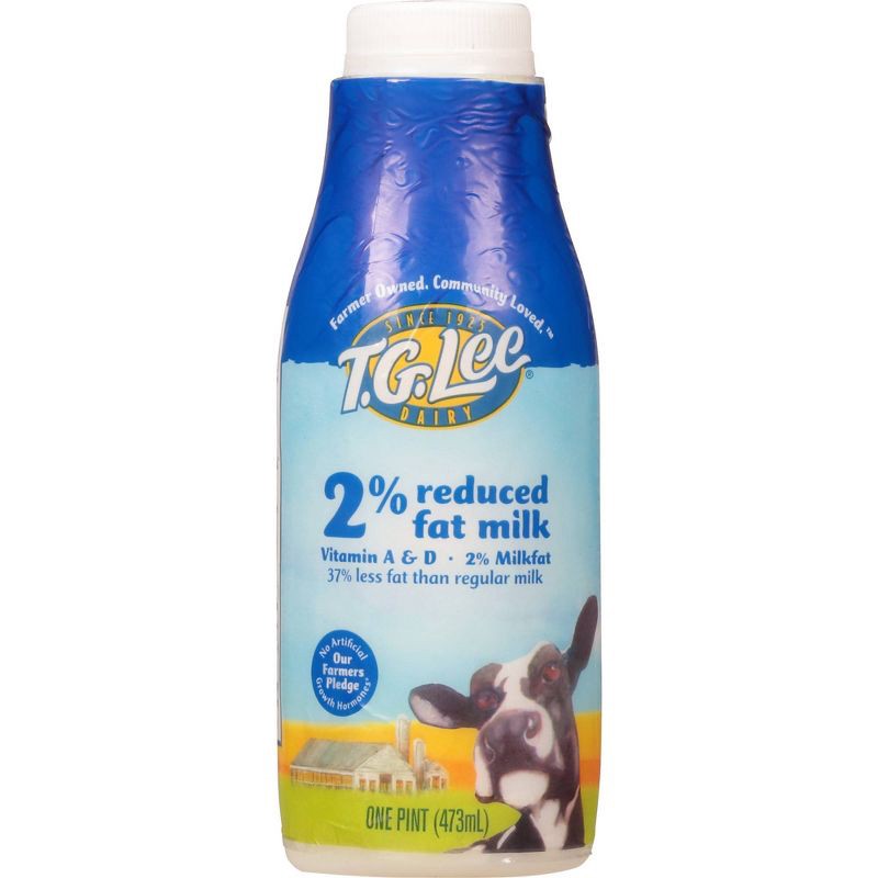 slide 1 of 4, T.G. Lee 2% Reduced Fat Milk - 1pt, 1 pint