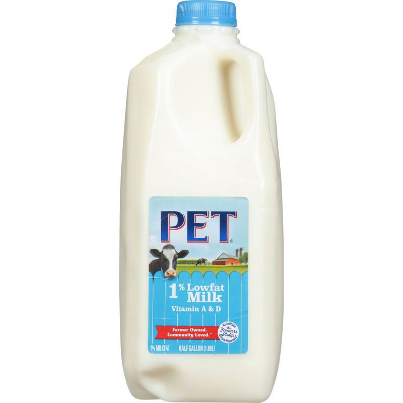 slide 1 of 7, PET Dairy 1% Lowfat Milk - 0.5gal, 1/2 gal