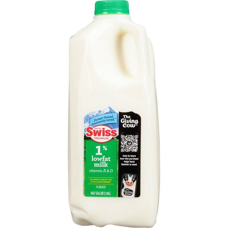 slide 1 of 7, Swiss Premium 1% Lowfat Milk - 0.5gal, 1/2 gal
