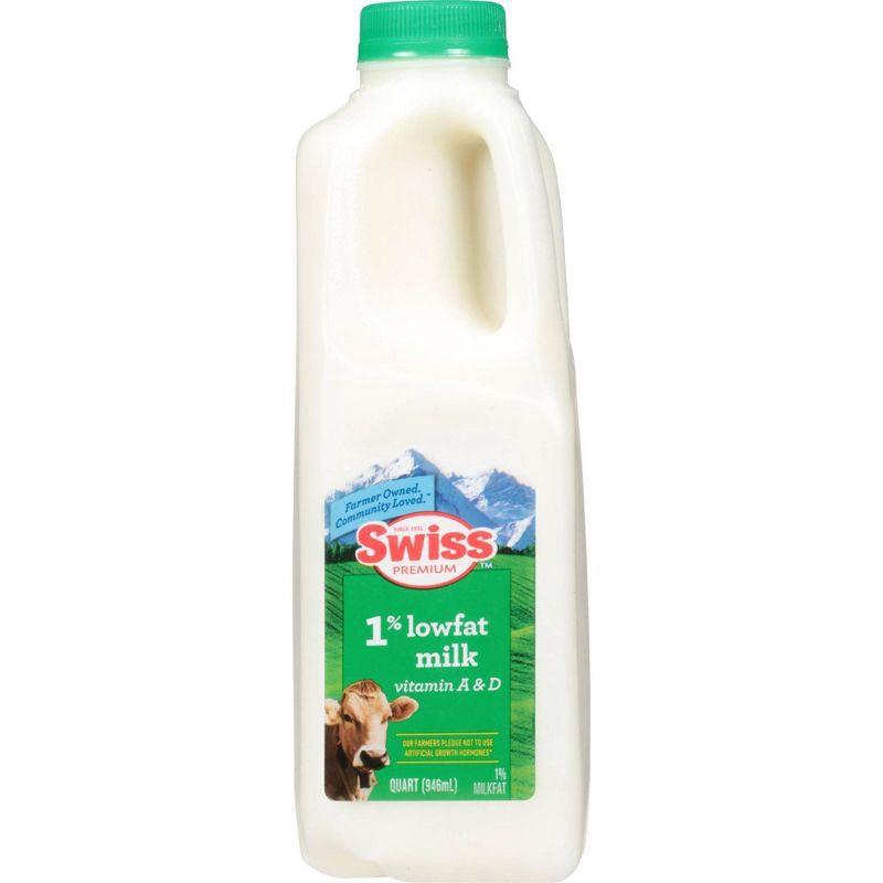 slide 1 of 7, Swiss Premium 1% Lowfat Milk - 1qt, 1 qt