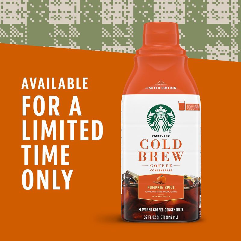 slide 4 of 8, Starbucks Pumpkin Spice Flavored Cold Brew Concentrate, Multi-Serve, Naturally Flavored - 32 fl oz, 32 fl oz