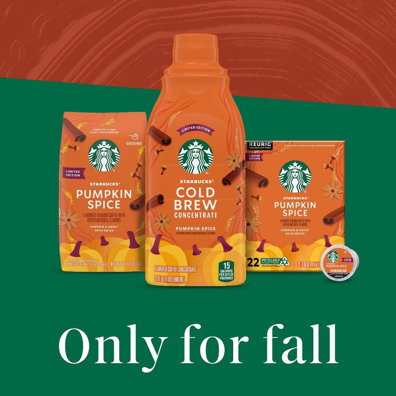 slide 5 of 8, Starbucks Pumpkin Spice Flavored Cold Brew Concentrate, Multi-Serve, Naturally Flavored - 32 fl oz, 32 fl oz