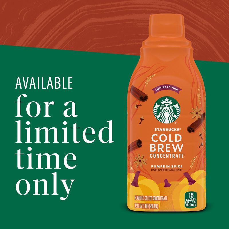 slide 3 of 8, Starbucks Pumpkin Spice Flavored Cold Brew Concentrate, Multi-Serve, Naturally Flavored - 32 fl oz, 32 fl oz