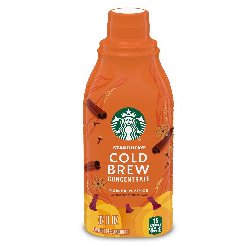 slide 1 of 8, Starbucks Pumpkin Spice Flavored Cold Brew Concentrate, Multi-Serve, Naturally Flavored - 32 fl oz, 32 fl oz