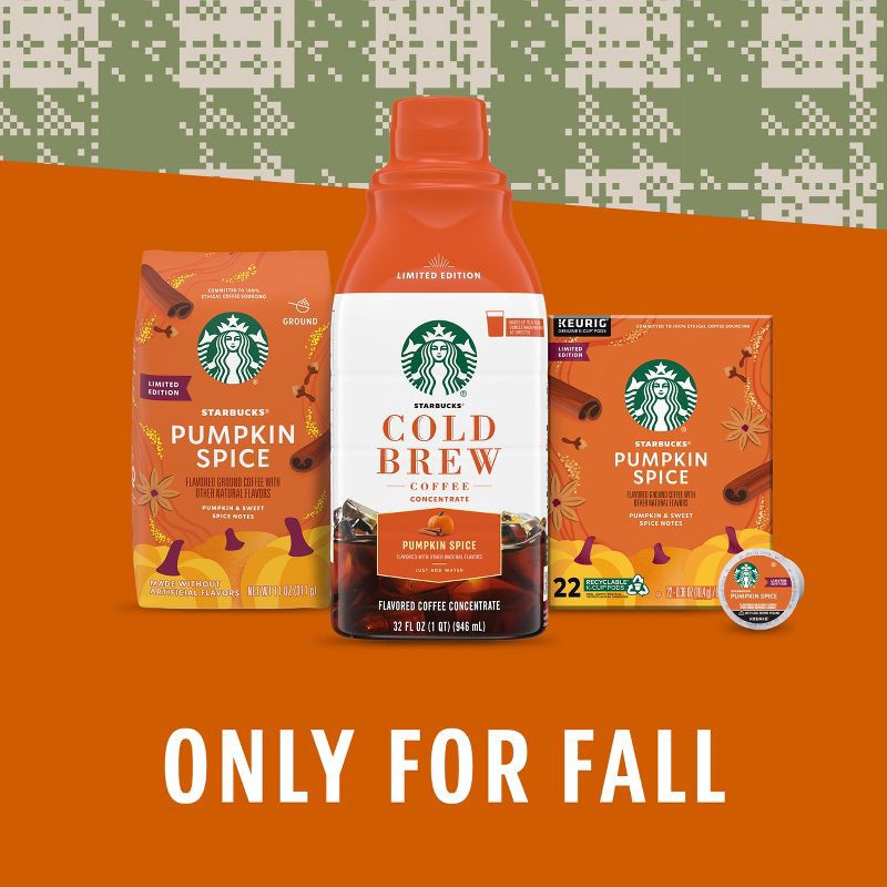 slide 8 of 8, Starbucks Pumpkin Spice Flavored Cold Brew Concentrate, Multi-Serve, Naturally Flavored - 32 fl oz, 32 fl oz