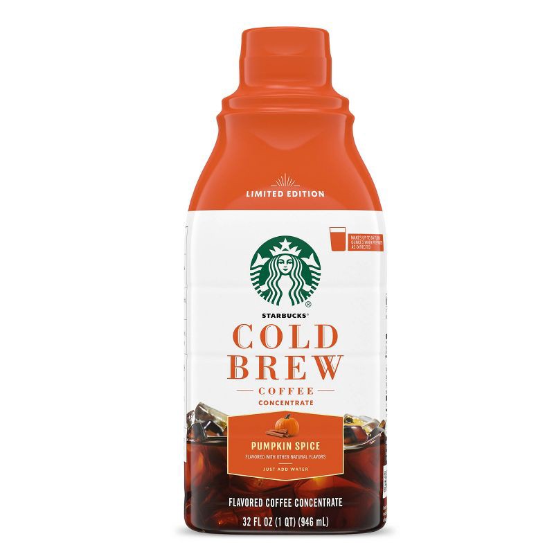 slide 1 of 8, Starbucks Pumpkin Spice Flavored Cold Brew Concentrate, Multi-Serve, Naturally Flavored - 32 fl oz, 32 fl oz