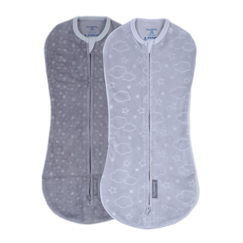slide 1 of 12, SwaddleMe by Ingenuity Pod Swaddle Wrap in Velboa - Clouds & Stars - Newborn - 0-2 Months - 2pk, 2 ct
