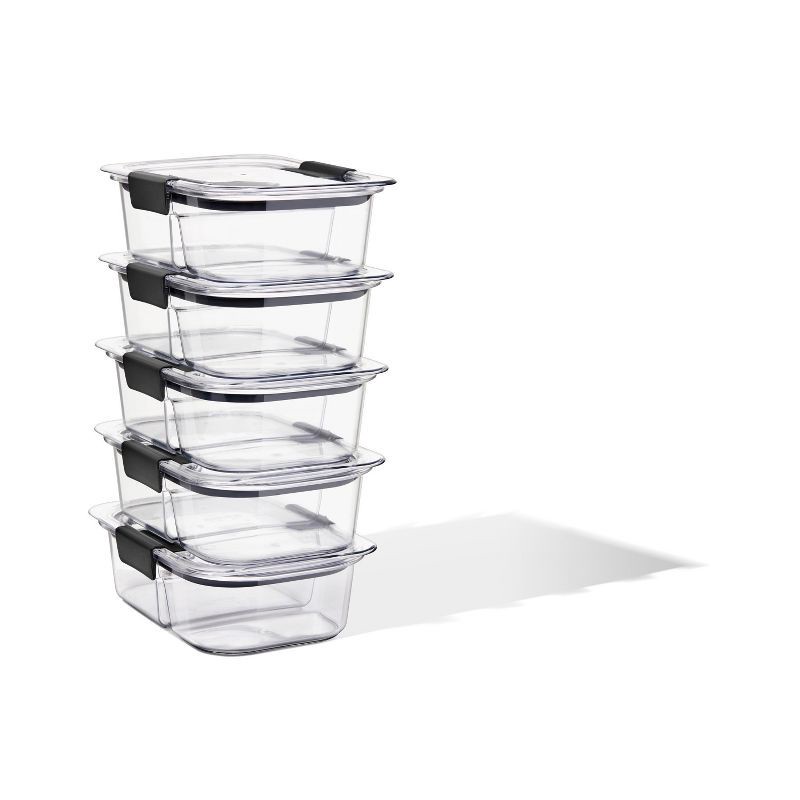 slide 2 of 7, Rubbermaid 5pk 2.85 cup Brilliance Meal Prep Containers, 2-Compartment Food Storage Containers: Kitchen, Lunch, Clear, 5 ct