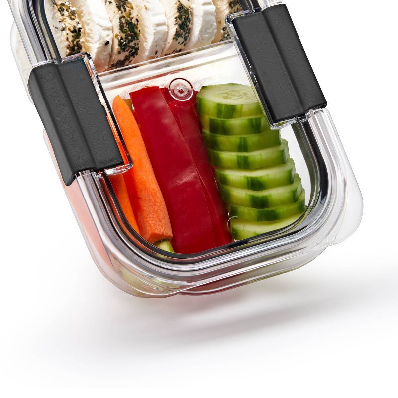 slide 5 of 7, Rubbermaid 5pk 2.85 cup Brilliance Meal Prep Containers, 2-Compartment Food Storage Containers: Kitchen, Lunch, Clear, 5 ct