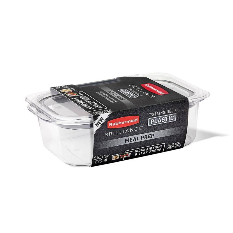 slide 7 of 7, Rubbermaid 5pk 2.85 cup Brilliance Meal Prep Containers, 2-Compartment Food Storage Containers: Kitchen, Lunch, Clear, 5 ct