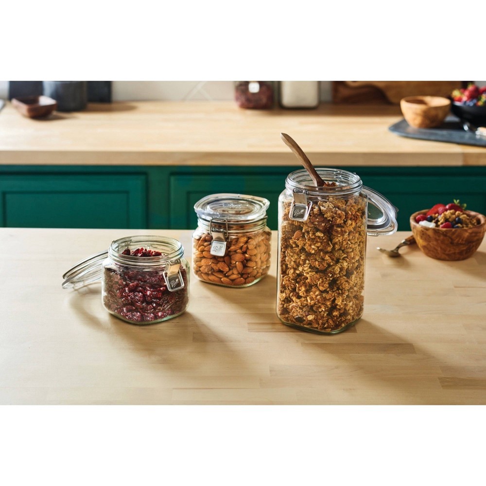 slide 6 of 7, Ball 3pk Glass Latch Storage Jars, 3 ct