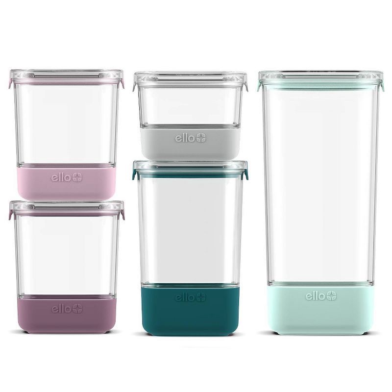 Ello 10pc Plastic Food Storage Canisters with Airtight Lids (Set of 5) 10  ct