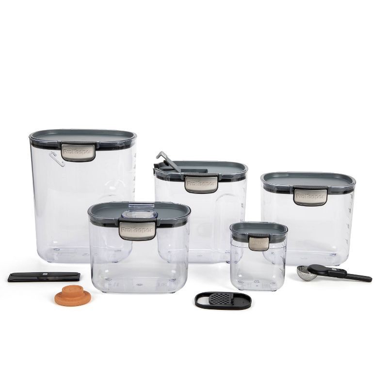 slide 11 of 14, Prepworks ProKeeper Plus 9pc Baking Storage Set: Airtight Kitchen Containers with Ingredient Leveler & Terracotta Disk, 9 ct