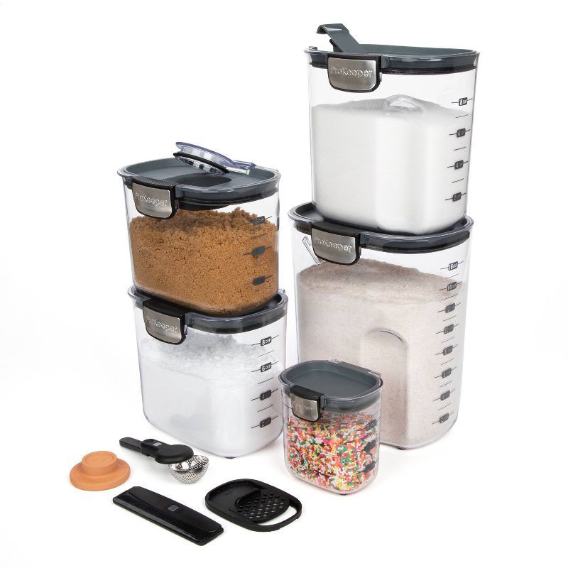 slide 14 of 14, Prepworks ProKeeper Plus 9pc Baking Storage Set: Airtight Kitchen Containers with Ingredient Leveler & Terracotta Disk, 9 ct