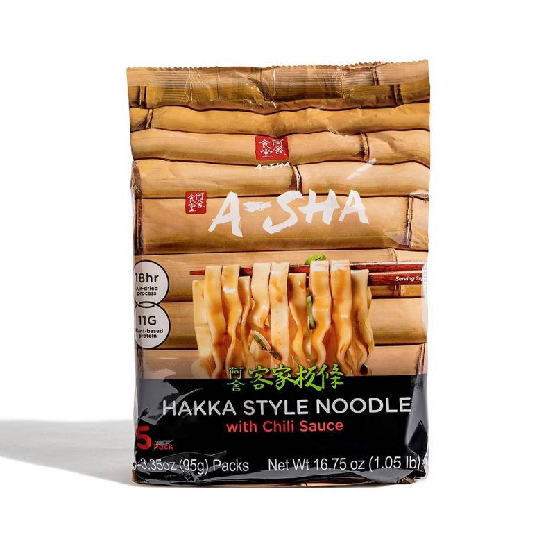 slide 1 of 5, A-Sha Foods USA A-Sha Foods Hakka Wide Noodles with Chili Sauce - 16.75oz, 16.75 oz