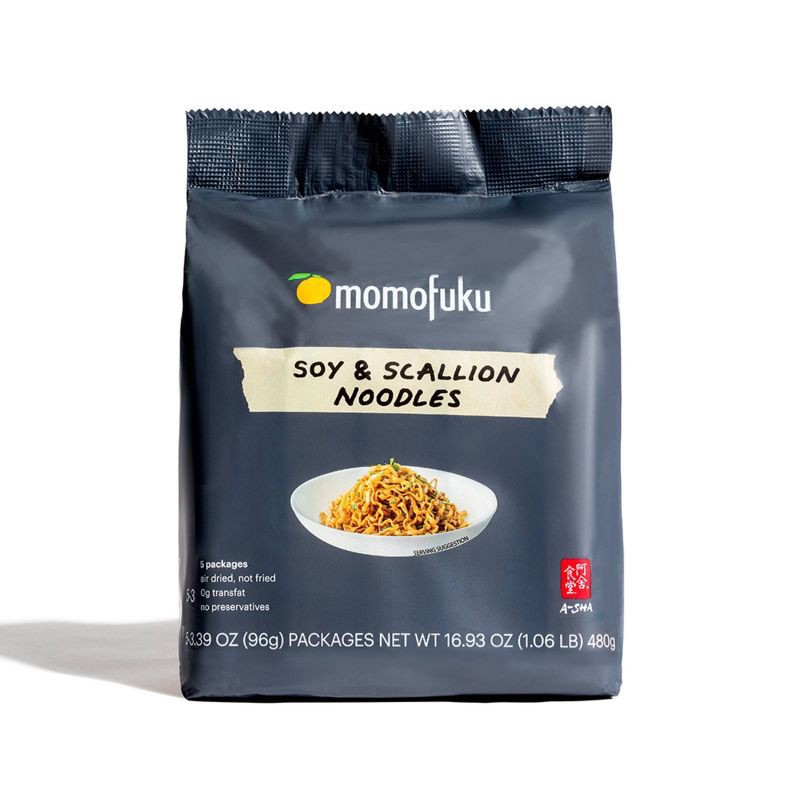 slide 1 of 5, A-Sha Foods USA Momofuku x A-Sha Soy & Scallion Noodles - 5ct/16.93oz, 5 ct, 16.93 oz