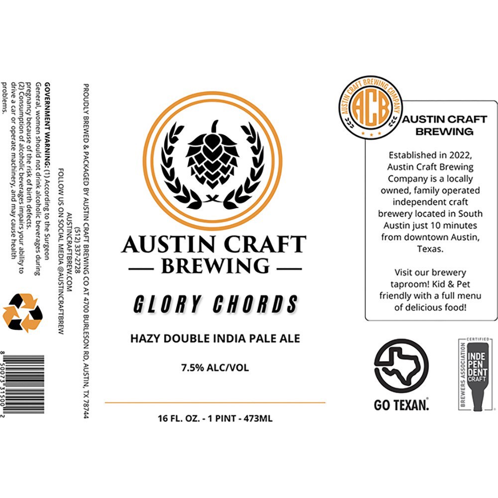 slide 1 of 1, Austin Craft Brewing Austin Craft Glory Chords, 4 ct; 16 oz