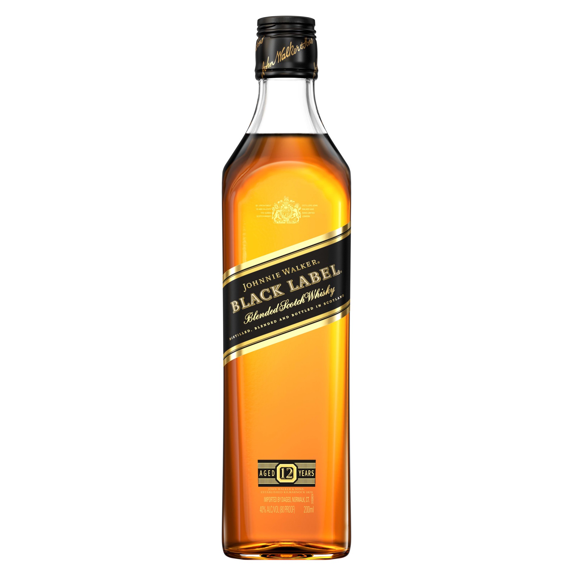 slide 1 of 4, Johnnie Walker Black Label Blended Scotch Whisky, 200 mL, 200 ml