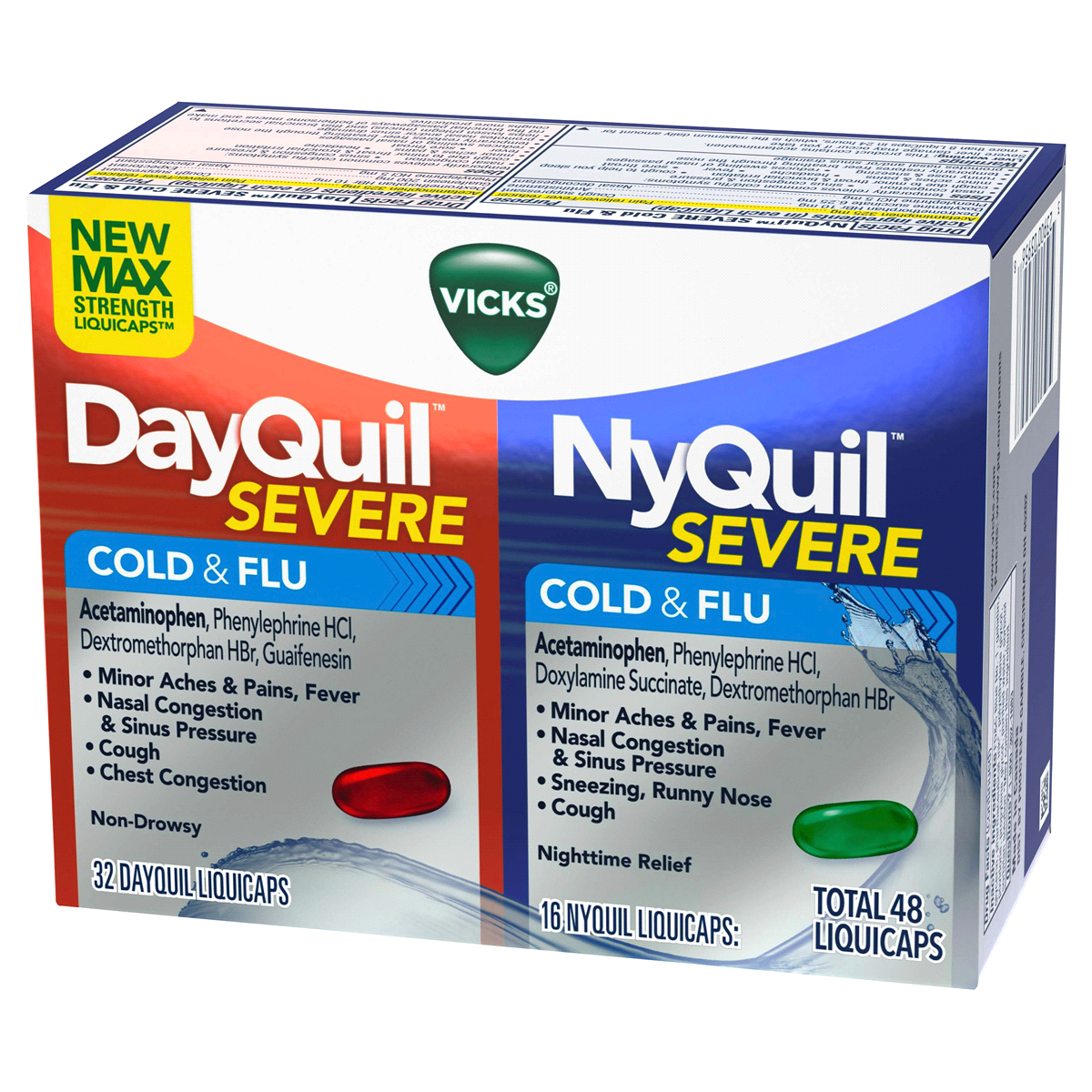 Vicks DayQuil and NyQuil Severe Cough, Cold & Flu Relief LiquiCaps 48 ...