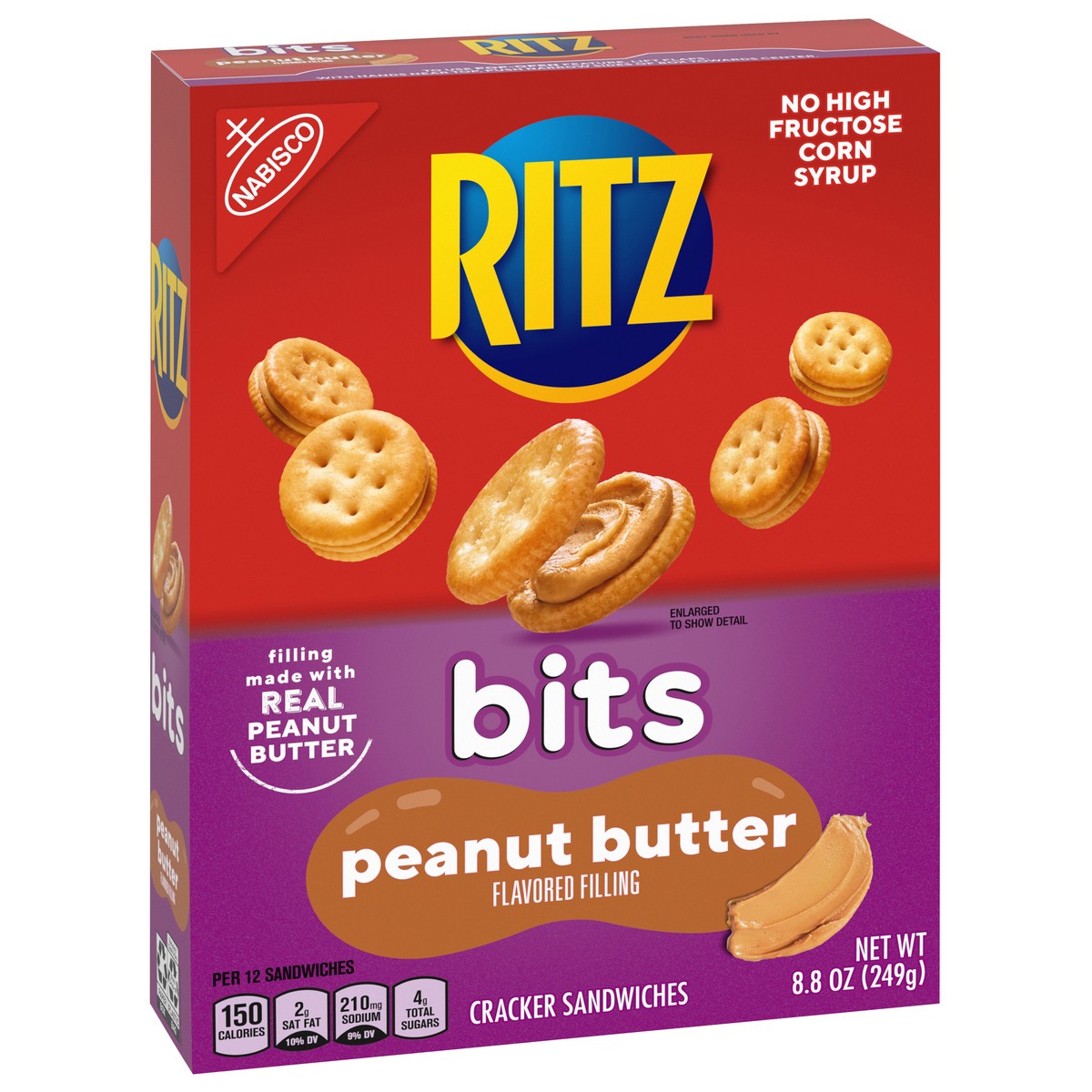 slide 5 of 9, RITZ Bits Peanut Butter Sandwich Crackers, Snacks for Kids and Adults, Lunch Snacks, 8.8 oz, 8.8 oz
