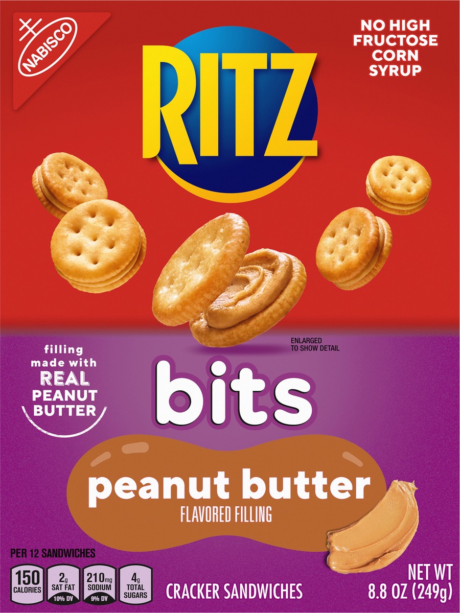 slide 9 of 9, RITZ Bits Peanut Butter Sandwich Crackers, Snacks for Kids and Adults, Lunch Snacks, 8.8 oz, 8.8 oz