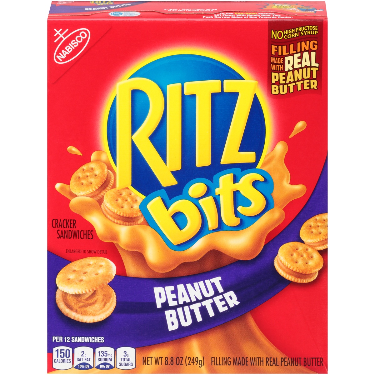 slide 1 of 1, RITZ Bits Peanut Butter Sandwich Crackers, 8.8 oz