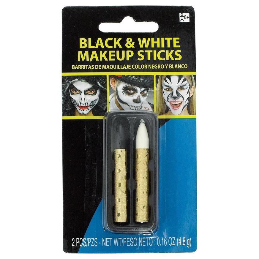 slide 1 of 1, Party City Black & White Makeup Sticks, 2 ct