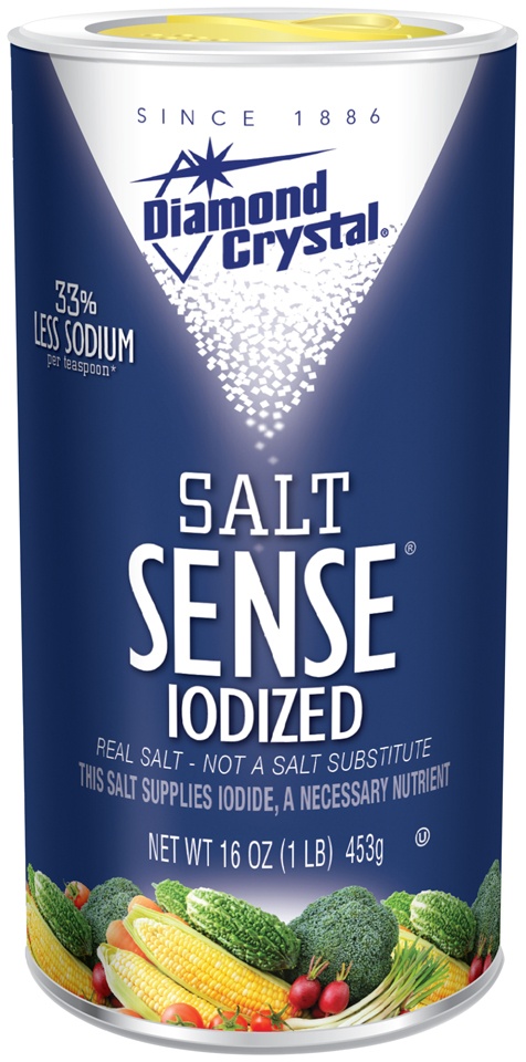 slide 1 of 1, Diamond Crystal Salt Sense Iodized Salt, 16 oz