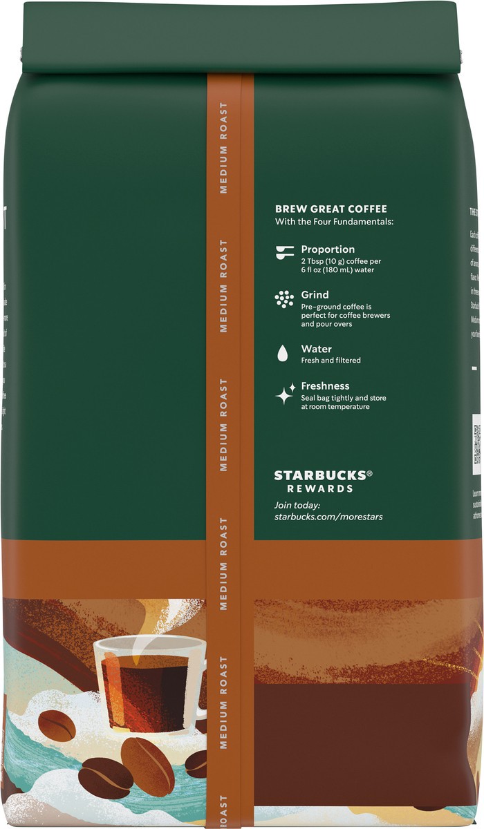 slide 9 of 9, Starbucks Ground Coffee, Medium Roast Coffee, Breakfast Blend, 100% Arabica, 1 bag (18 oz), 18 oz