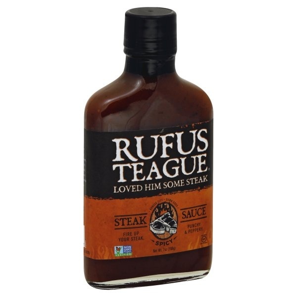 slide 1 of 1, Rufus Teague Spicy Steak & Dippin Sauce, 7 oz