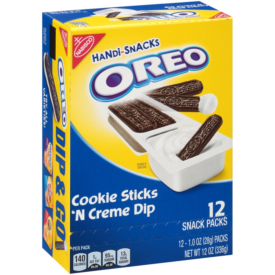 slide 2 of 8, Handi-Snacks OREO Cookie Sticks 'N Creme Dip Snack Packs, 12 Snack Packs, 12.1 oz