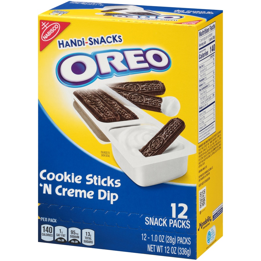 slide 3 of 8, Handi-Snacks OREO Cookie Sticks 'N Creme Dip Snack Packs, 12 Snack Packs, 12.1 oz