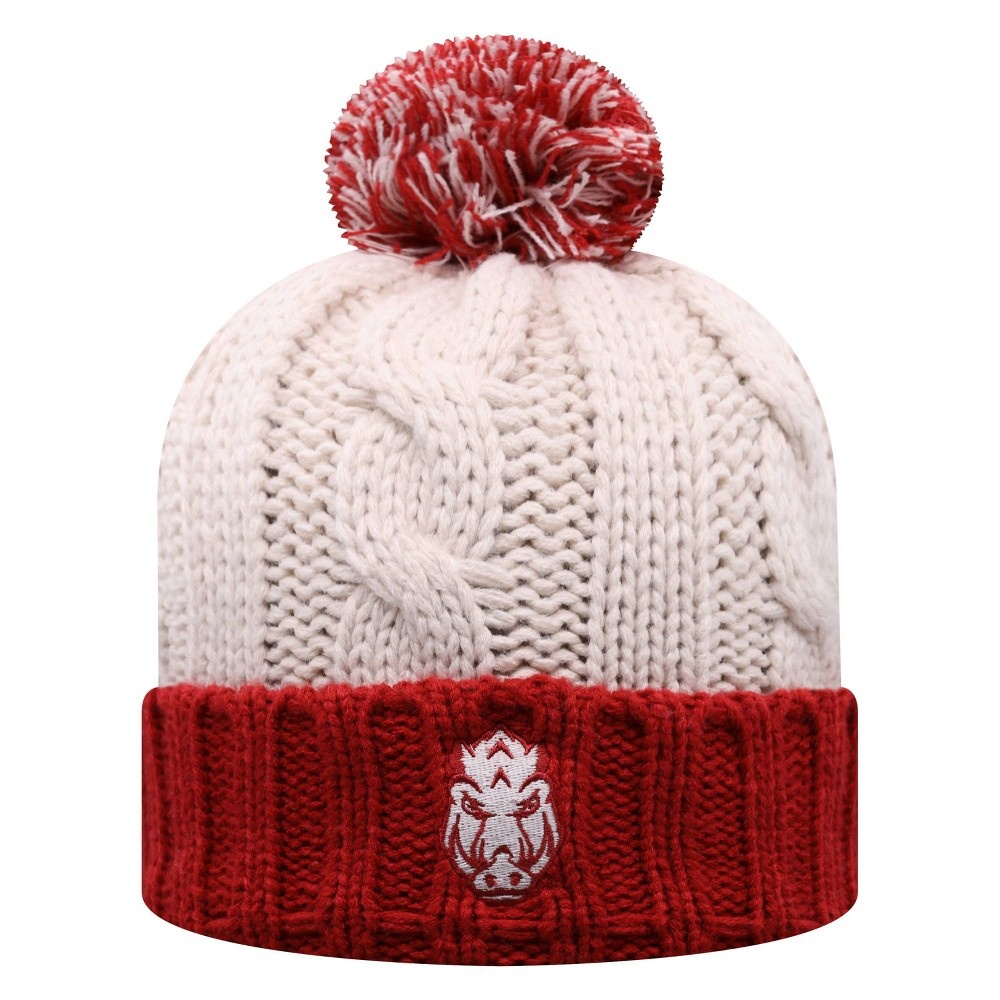 slide 2 of 2, NCAA Arkansas Razorbacks Women's Natural Cable Knit Cuffed Beanie with Pom, 1 ct