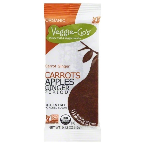 slide 1 of 1, Veggie Go's Organic Gluten Free Carrot Apple Ginger Snack, 0.42 oz