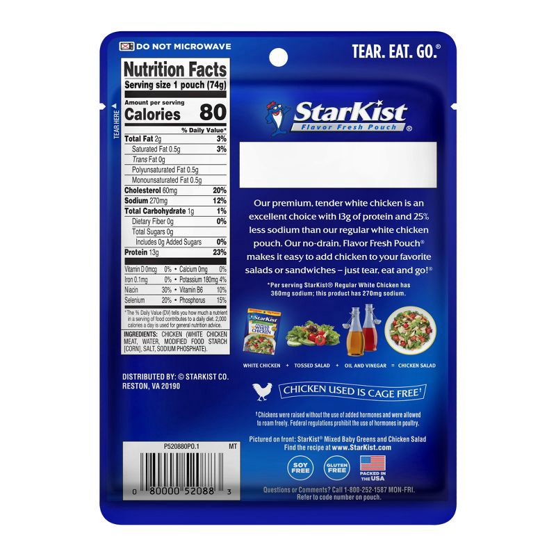 slide 2 of 5, Starkist White Chicken 25% Less Sodium - 2.6oz, 2.6 oz