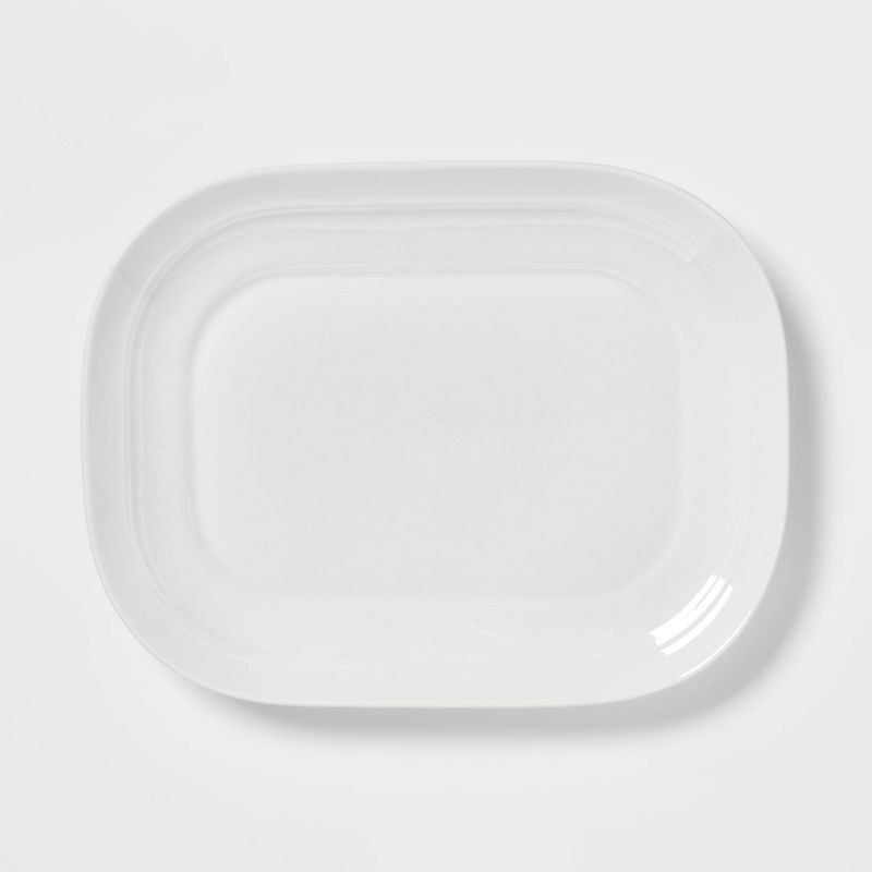 slide 3 of 3, 10" Stoneware Westfield Serving Platter White - Threshold™, 1 ct