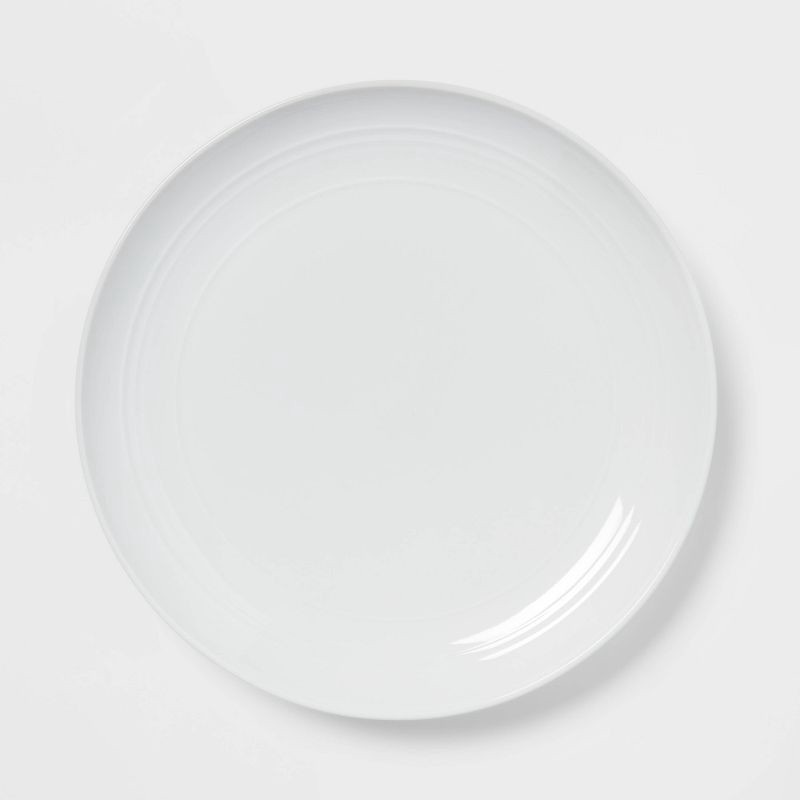 slide 3 of 5, 12pc Stoneware Westfield Dinnerware Set White - Threshold™: Solid Plate & Dish Set, Microwave & Dishwasher Safe, 12 ct