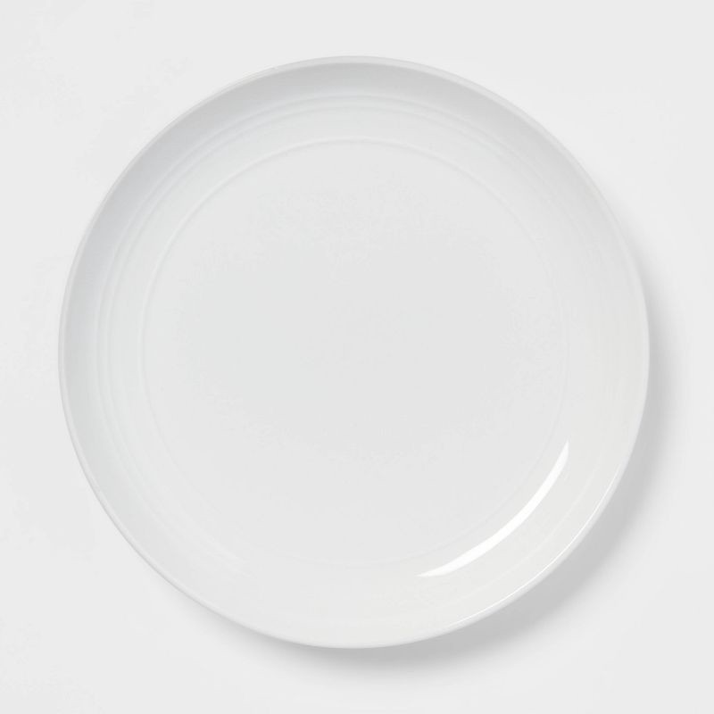 slide 4 of 5, 12pc Stoneware Westfield Dinnerware Set White - Threshold™: Solid Plate & Dish Set, Microwave & Dishwasher Safe, 12 ct
